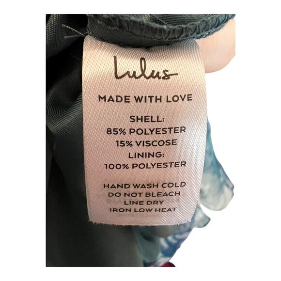 Lulu's Lulus Darling Vision Teal Floral Organza Puff Sleeve Tiered Midi Dress M - Picture 15 of 16